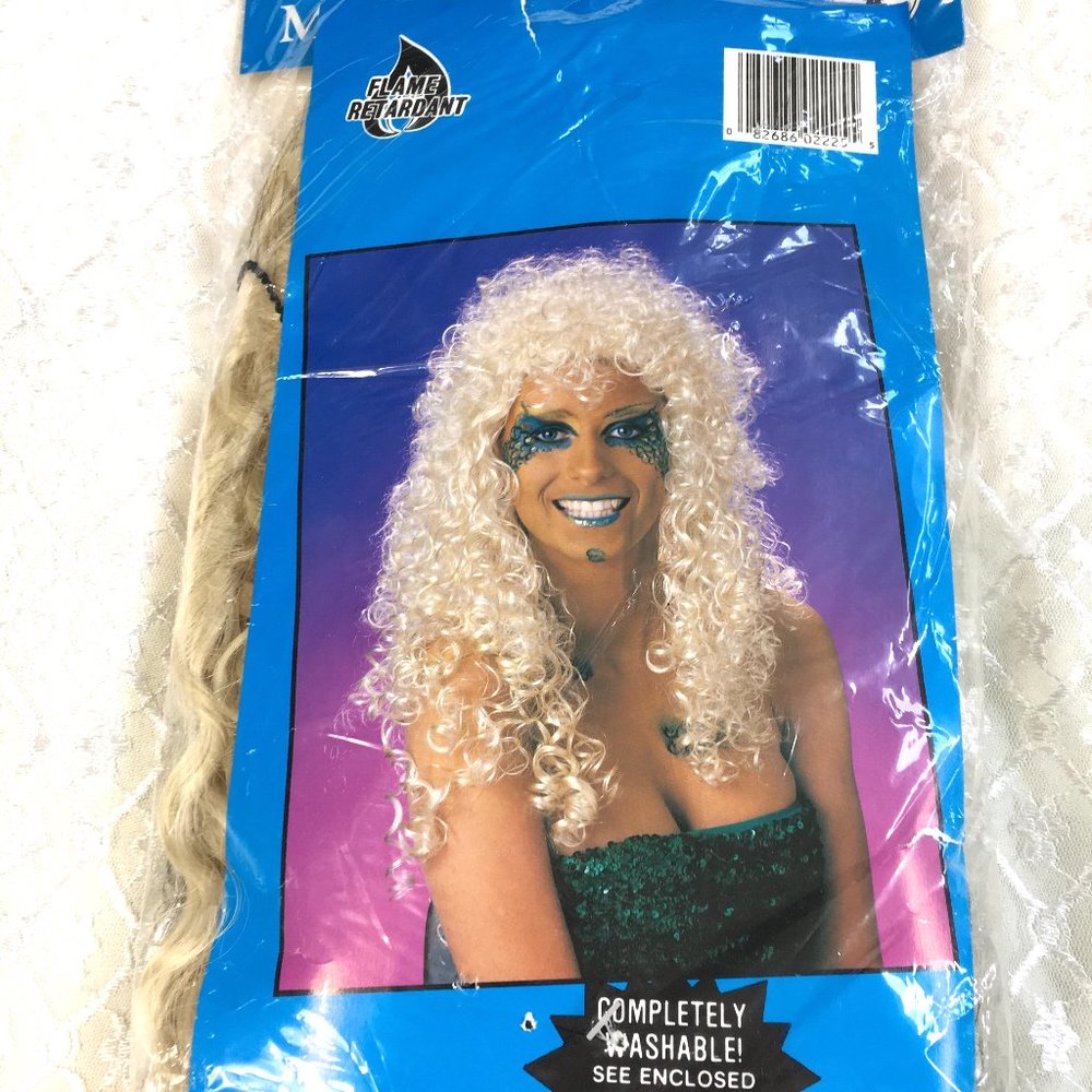 80’s Blonde Extra Long Curly Character Wig Rubies NWT